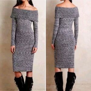 Anthropologie Moth long off shoulder or cowl neck knit dress size Med
